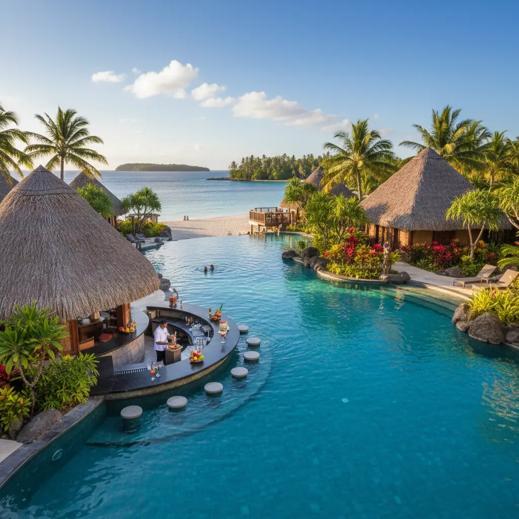 Luxury resort pool suitable for Fiji holidays from NZ