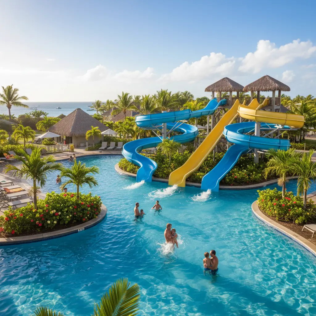 Luxury resort pool complex in Denarau Island