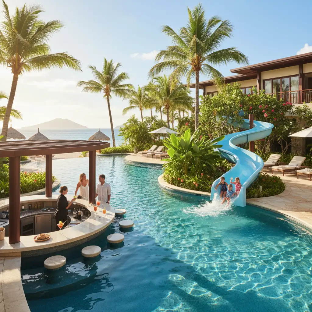Luxury resort pool on the Coral Coast Fiji
