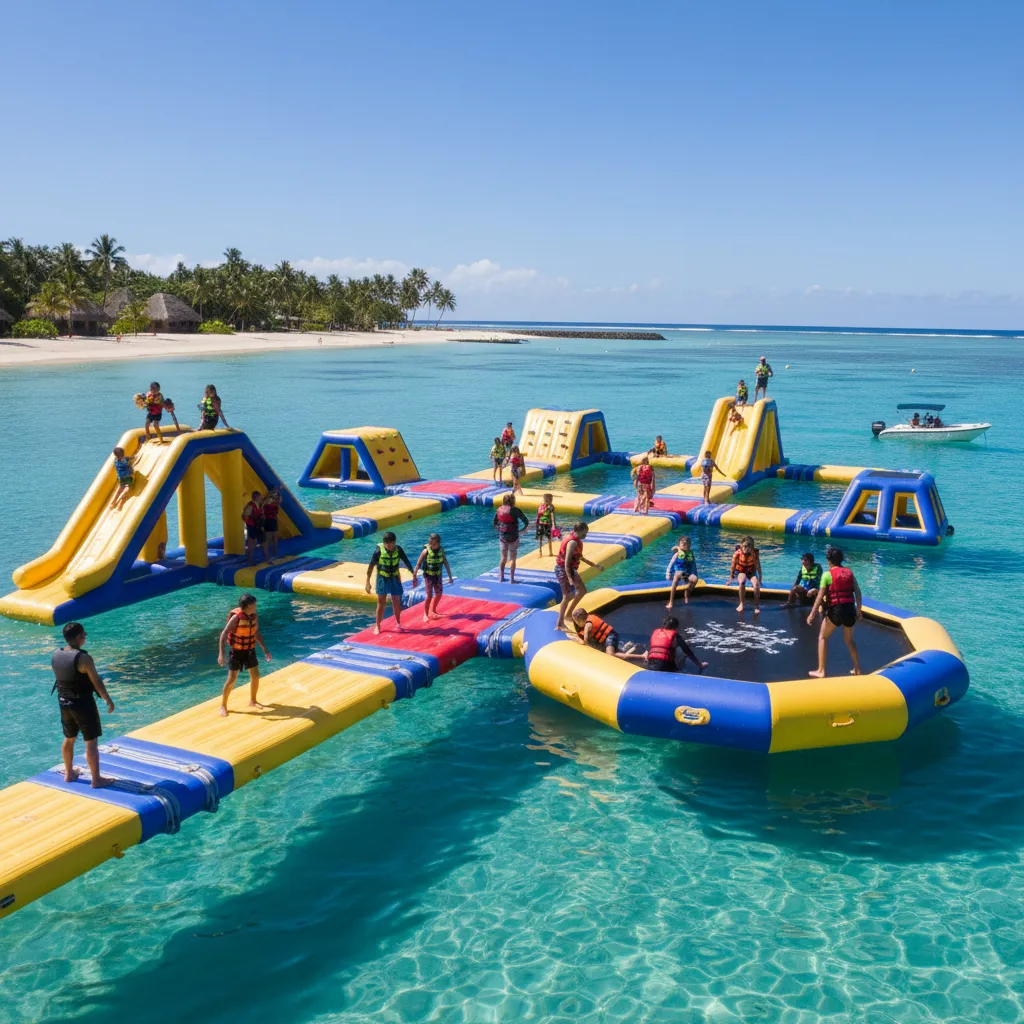 Inflatable water park at Shangri-La Fiji