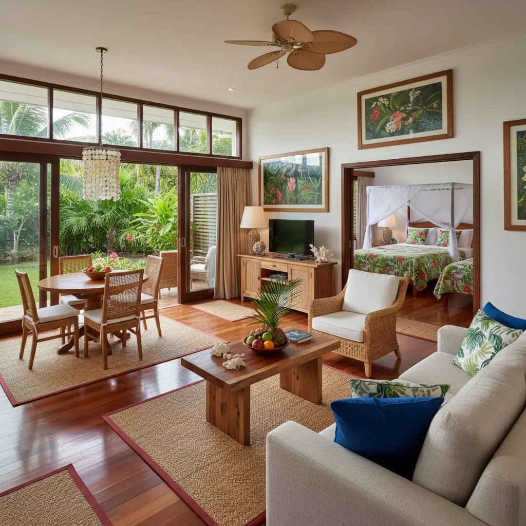 Interior of a spacious 2-Bedroom Garden Bure