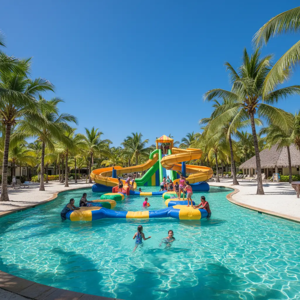 Big Bula Water Park inflatable slides and pools in Denarau Fiji