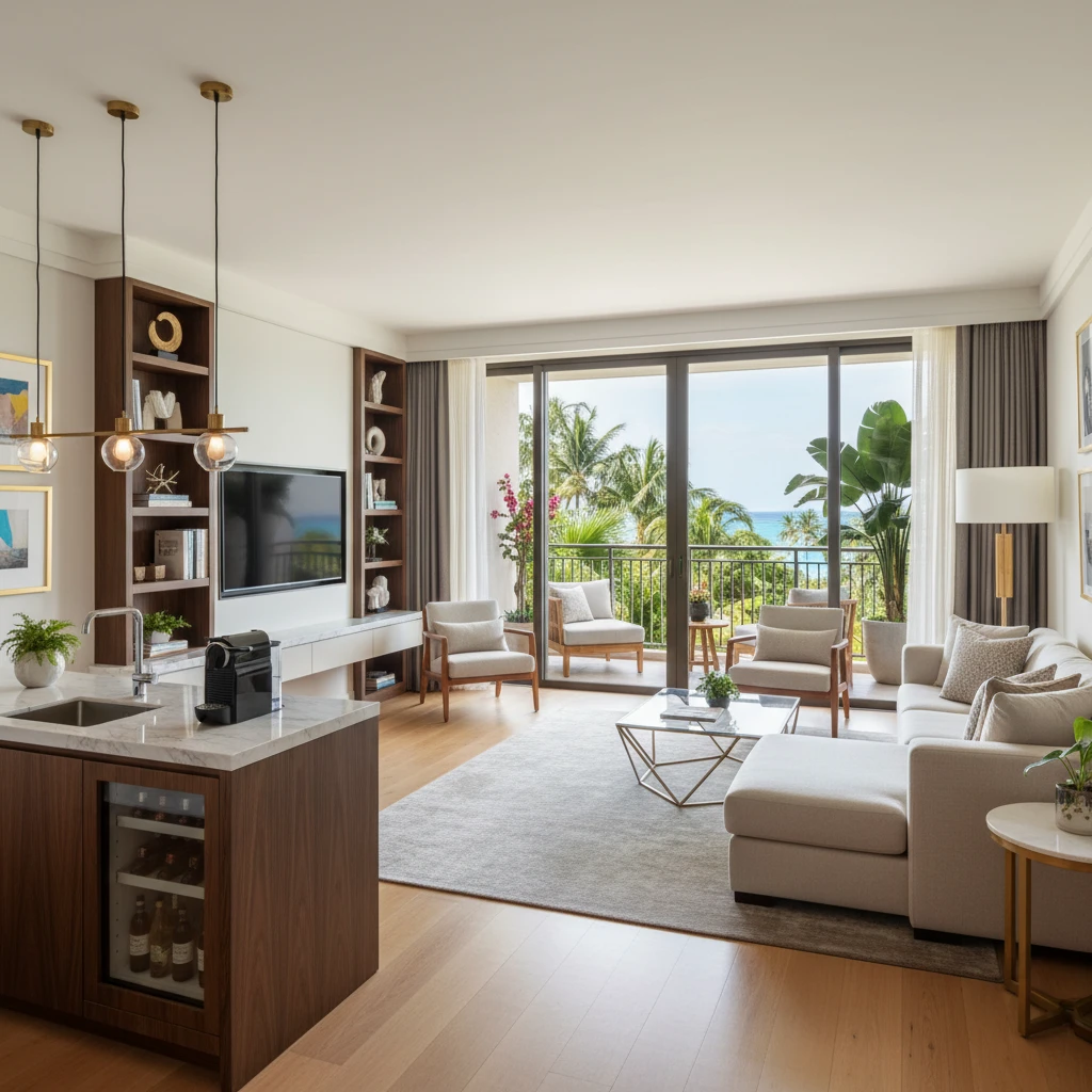 Interior of a One-Bedroom Suite with kitchenette