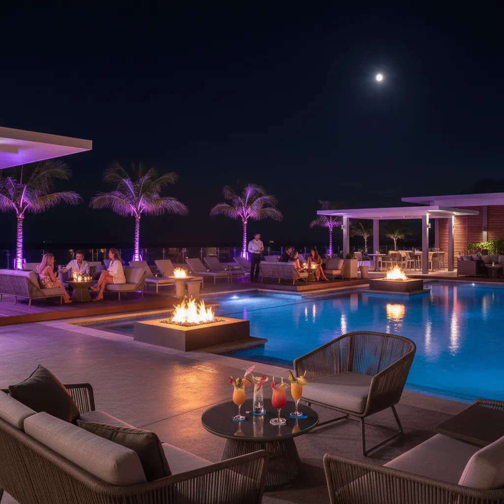 Waitui Beach Club night atmosphere at Sofitel Fiji