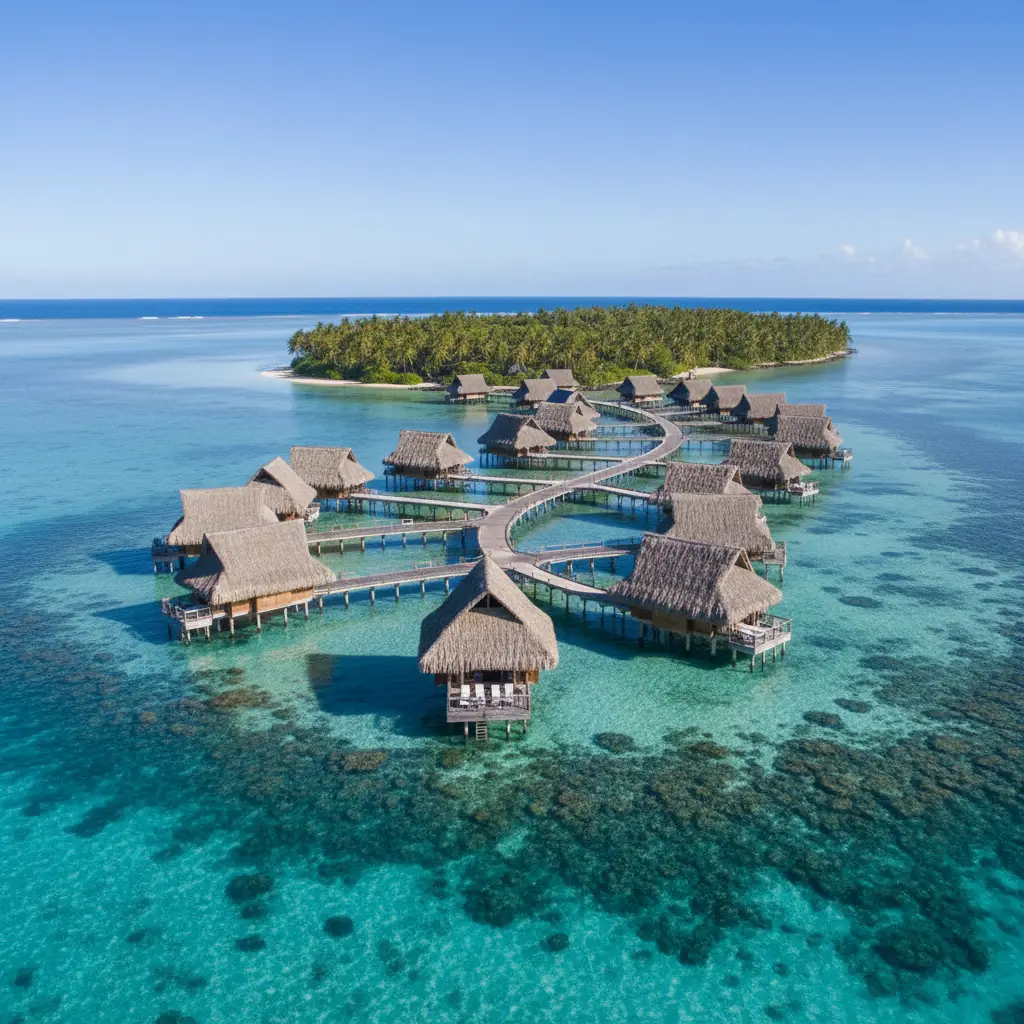 Likuliku Lagoon Resort Overwater Bures Aerial View