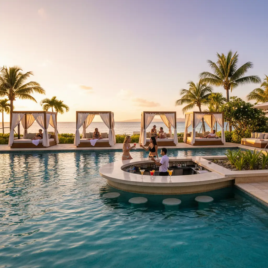 Waitui Beach Club Pool and Cabanas at Sofitel Fiji