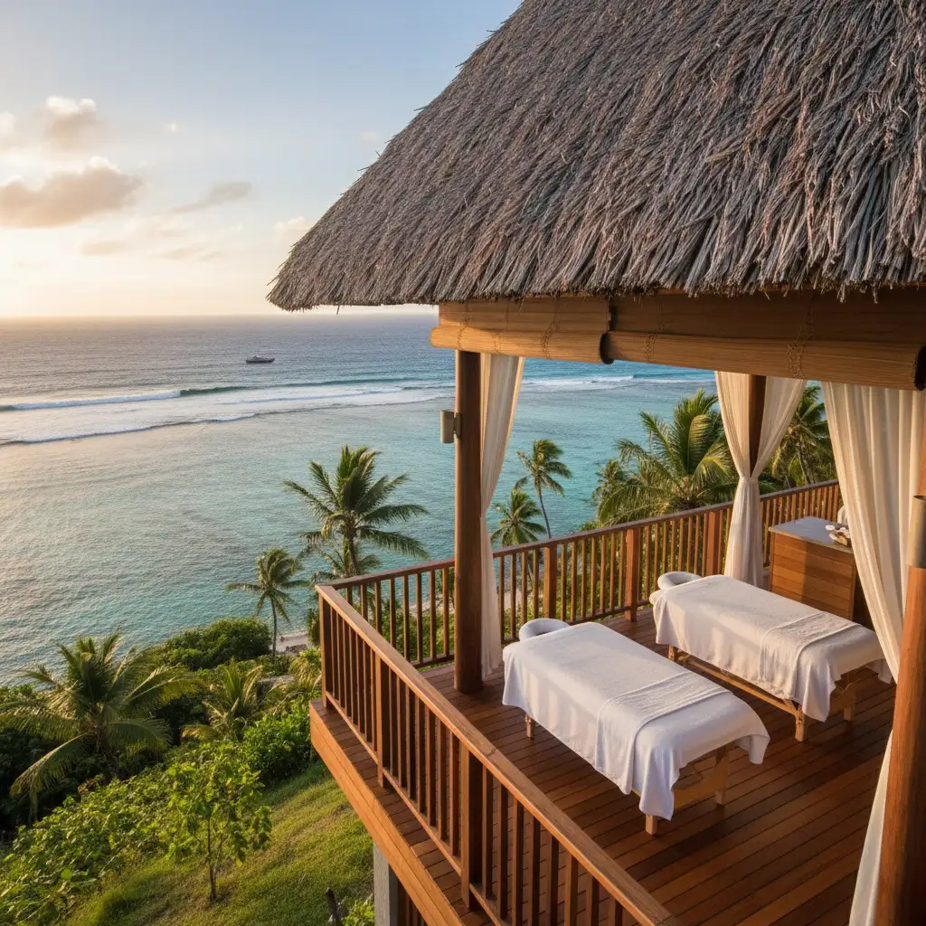 Bebe Spa overlooking the Coral Coast ocean view