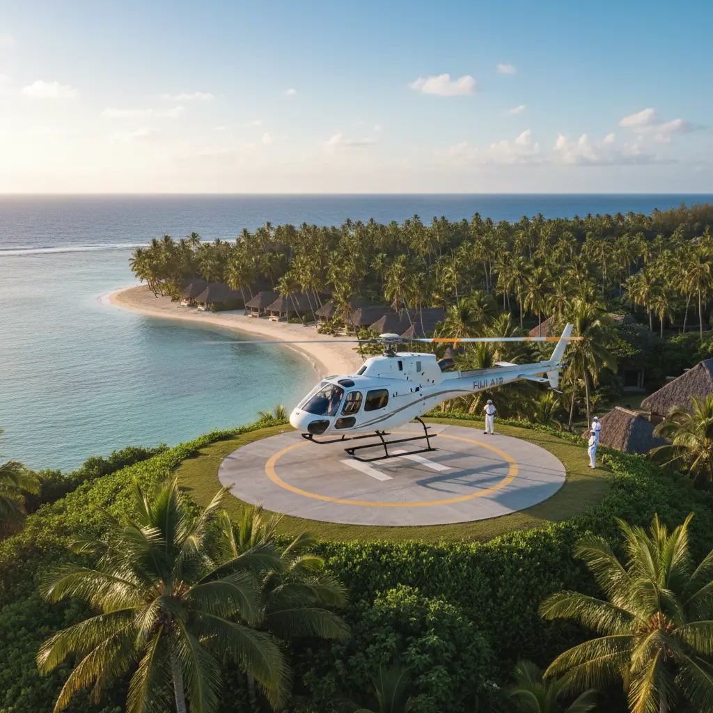 Helicopter transfer to luxury Fiji resort
