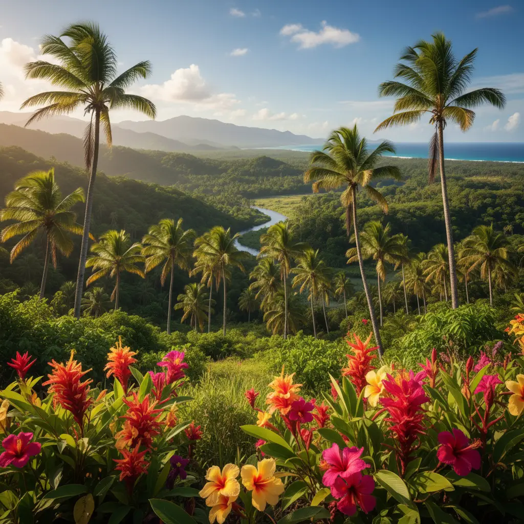 Lush tropical landscape in Fiji during May