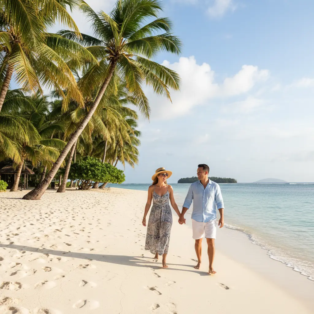 Couple enjoying a flexible vacation in Fiji