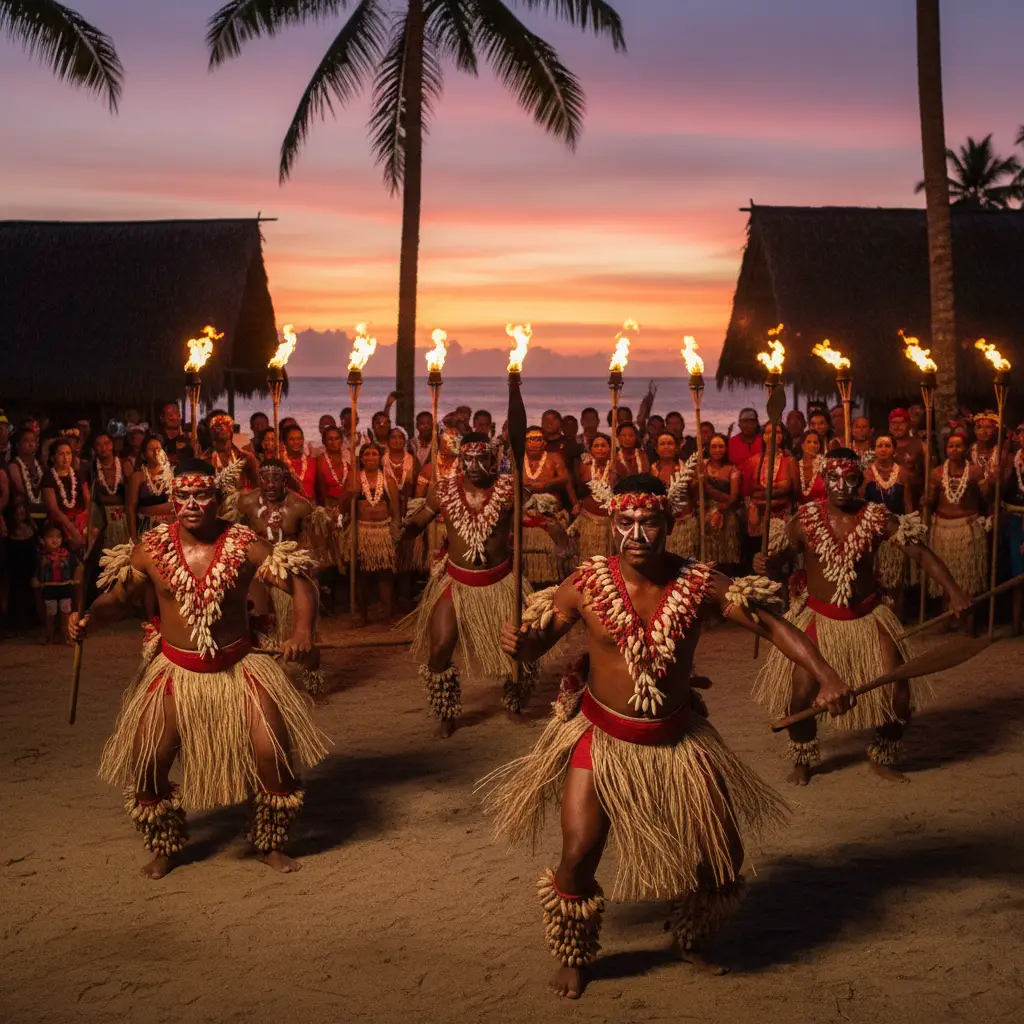 Traditional Fijian Meke dance performance