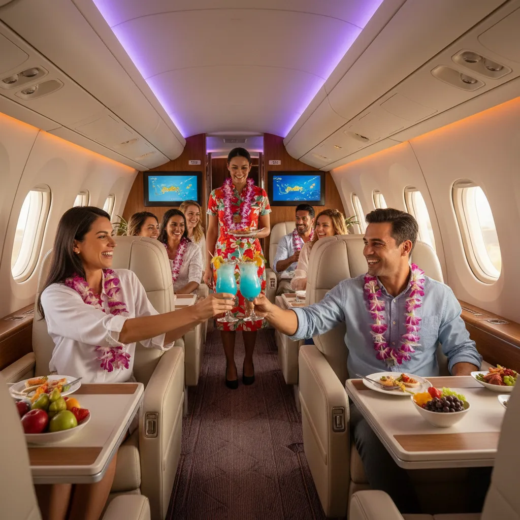 In-flight service on a flight to Fiji