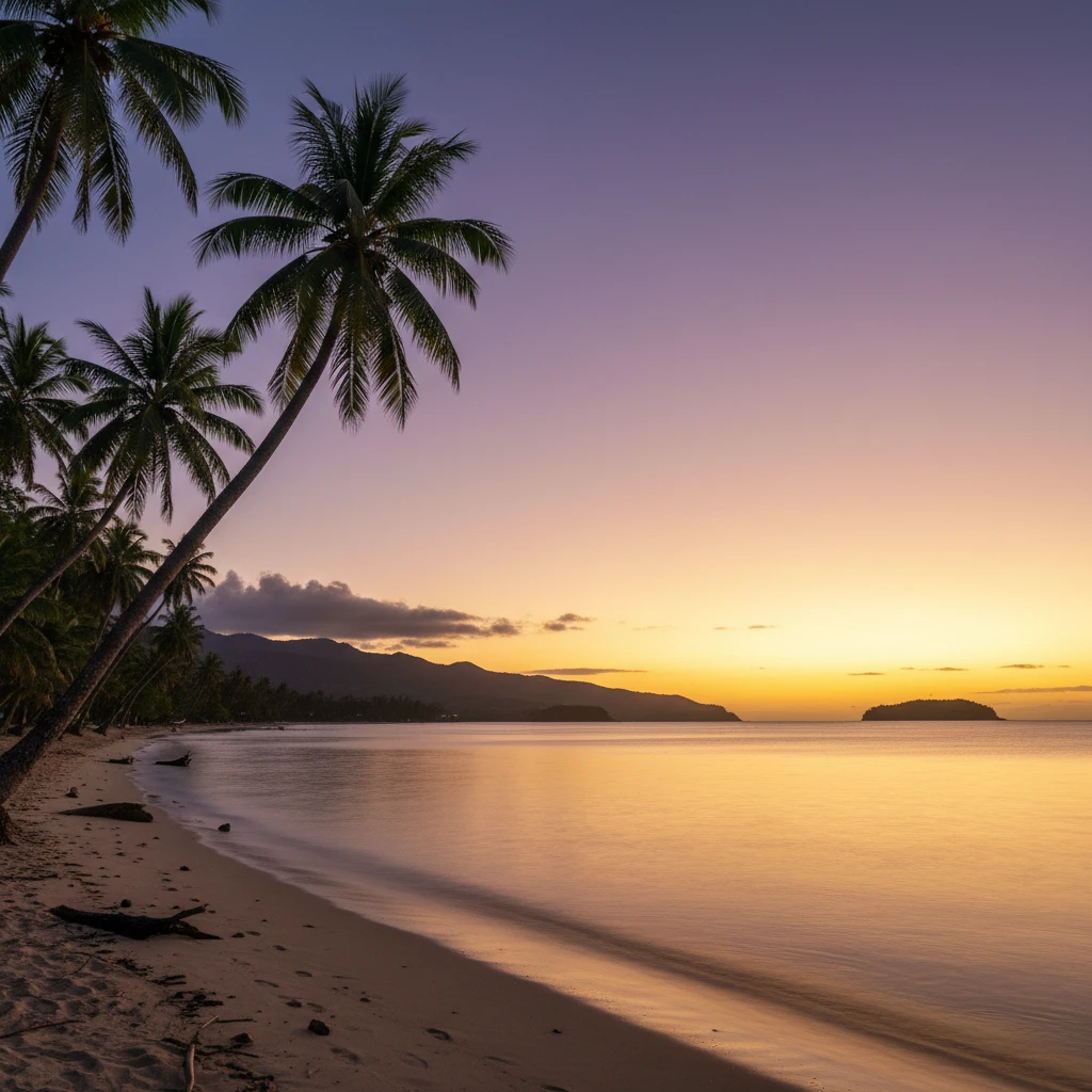 Relaxing tropical beach scene in Fiji