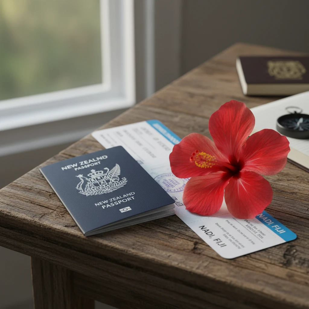 New Zealand Passport with ticket to Fiji