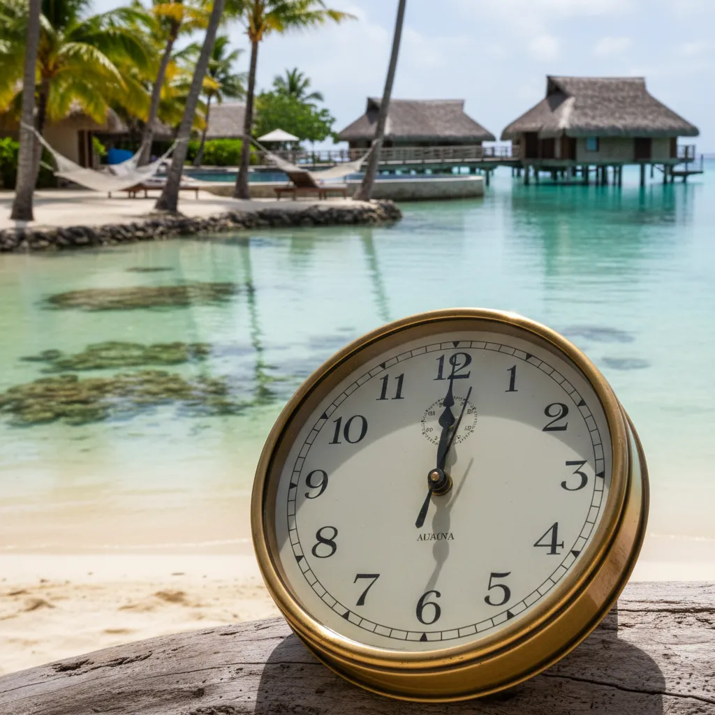 Relaxing Fiji resort scene indicating minimal time difference