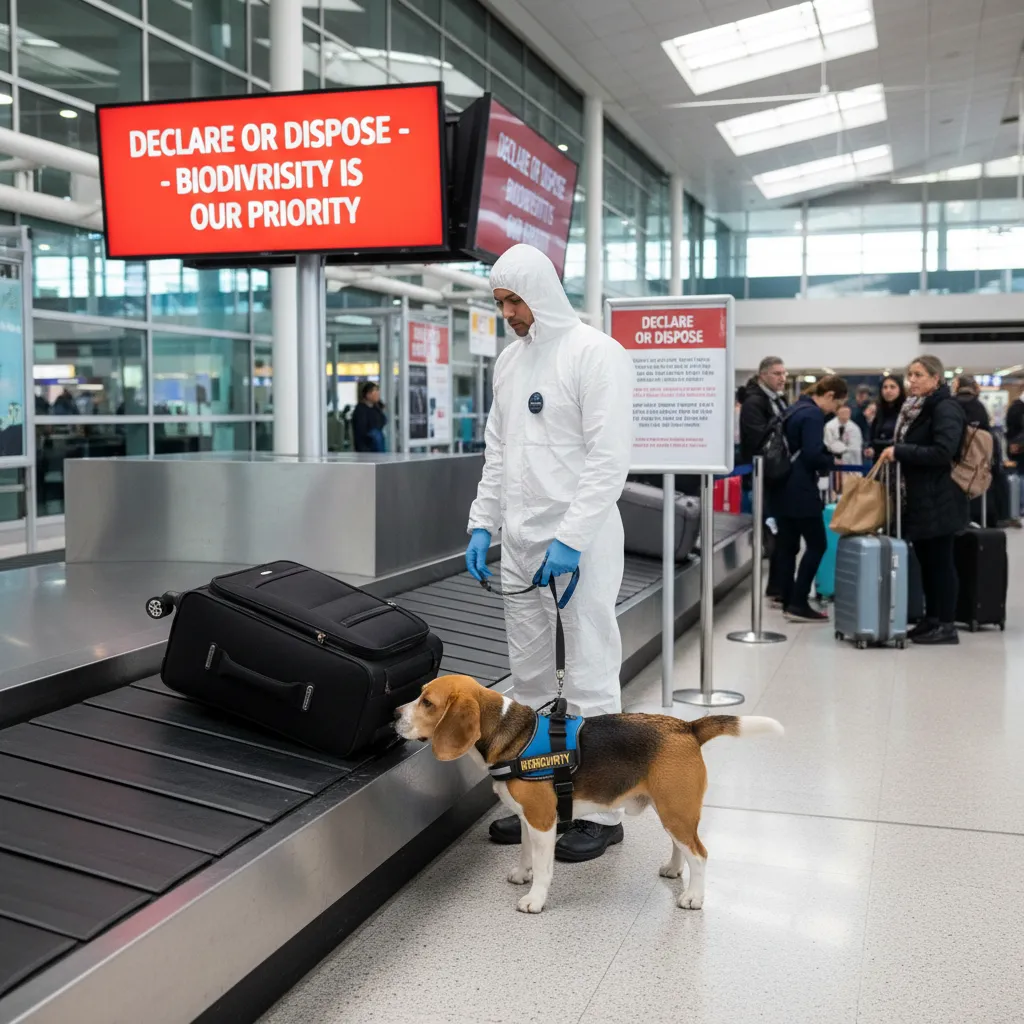 Biosecurity detection dog at Fiji airport