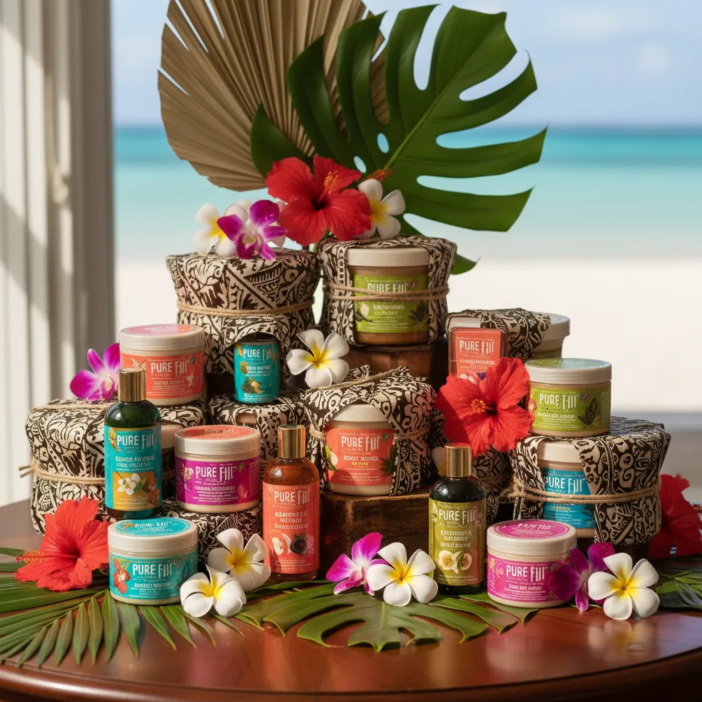 Pure Fiji skincare products display