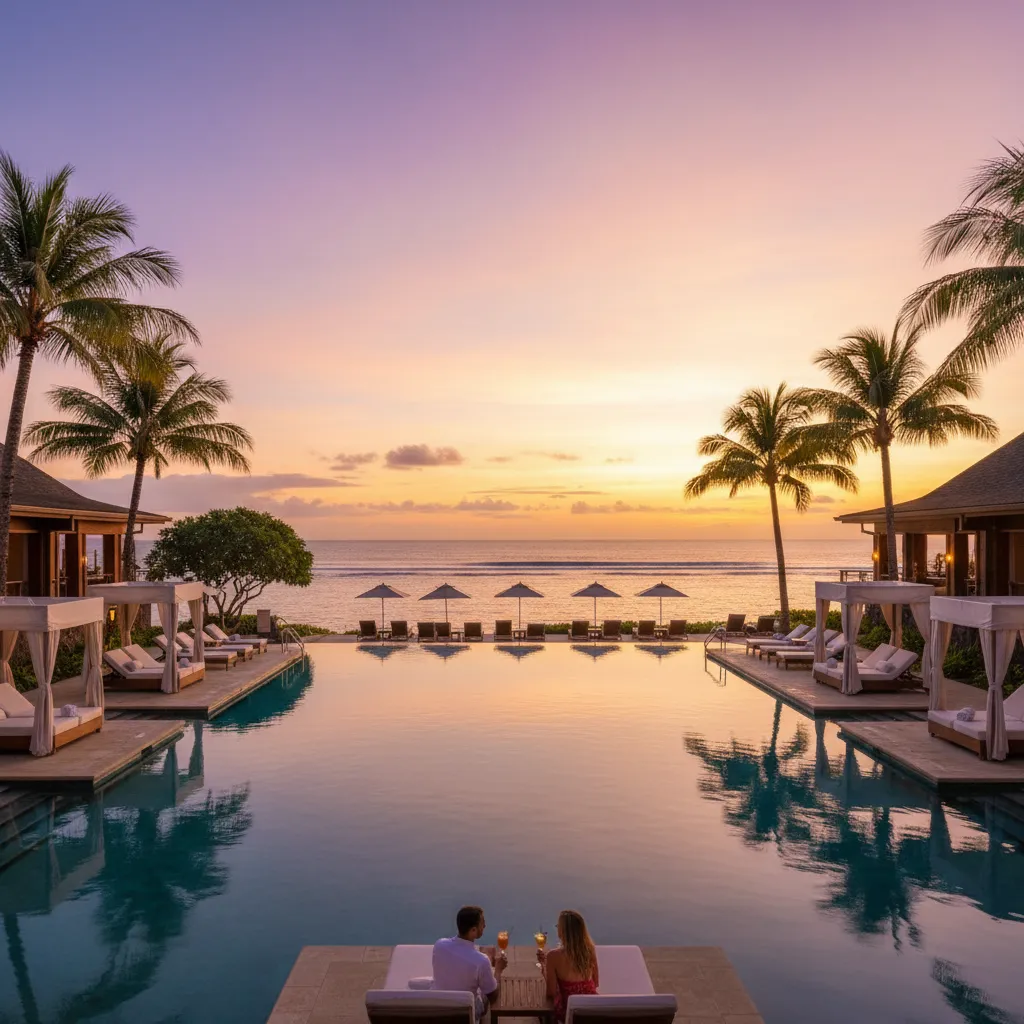 Infinity pool at InterContinental Fiji overlooking the bay