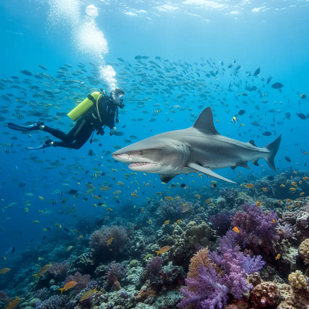 Scuba diving with sharks in Beqa Lagoon Fiji