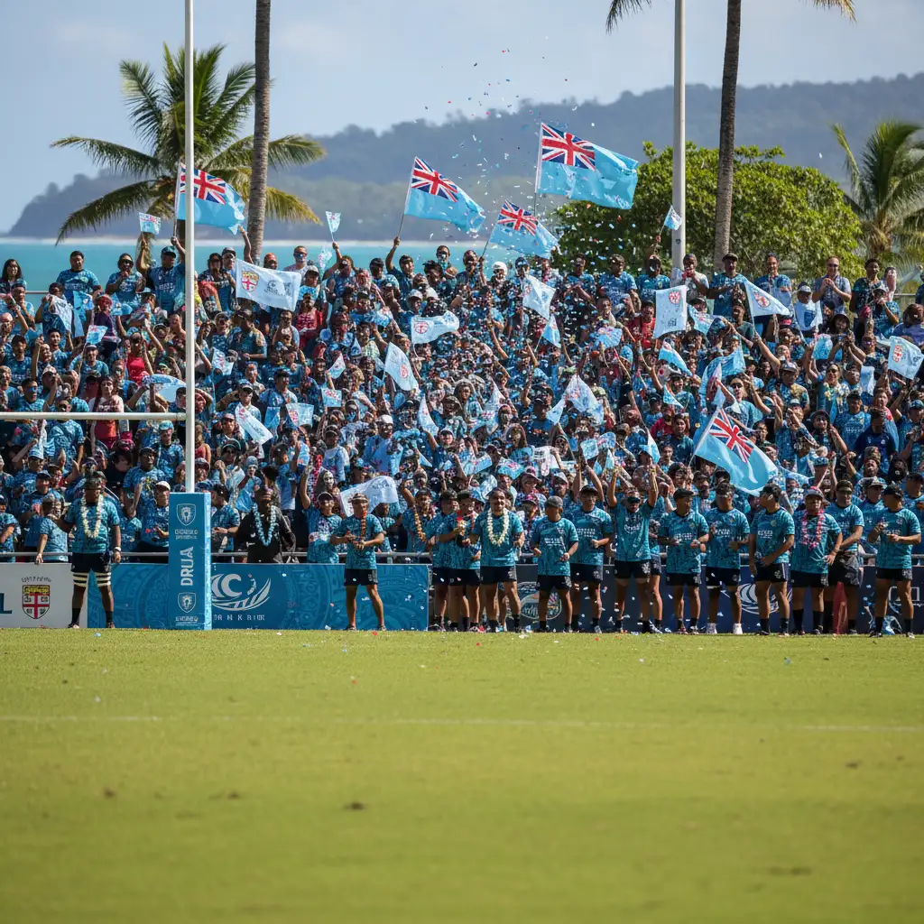 Fijian Drua fans cheering at a home game