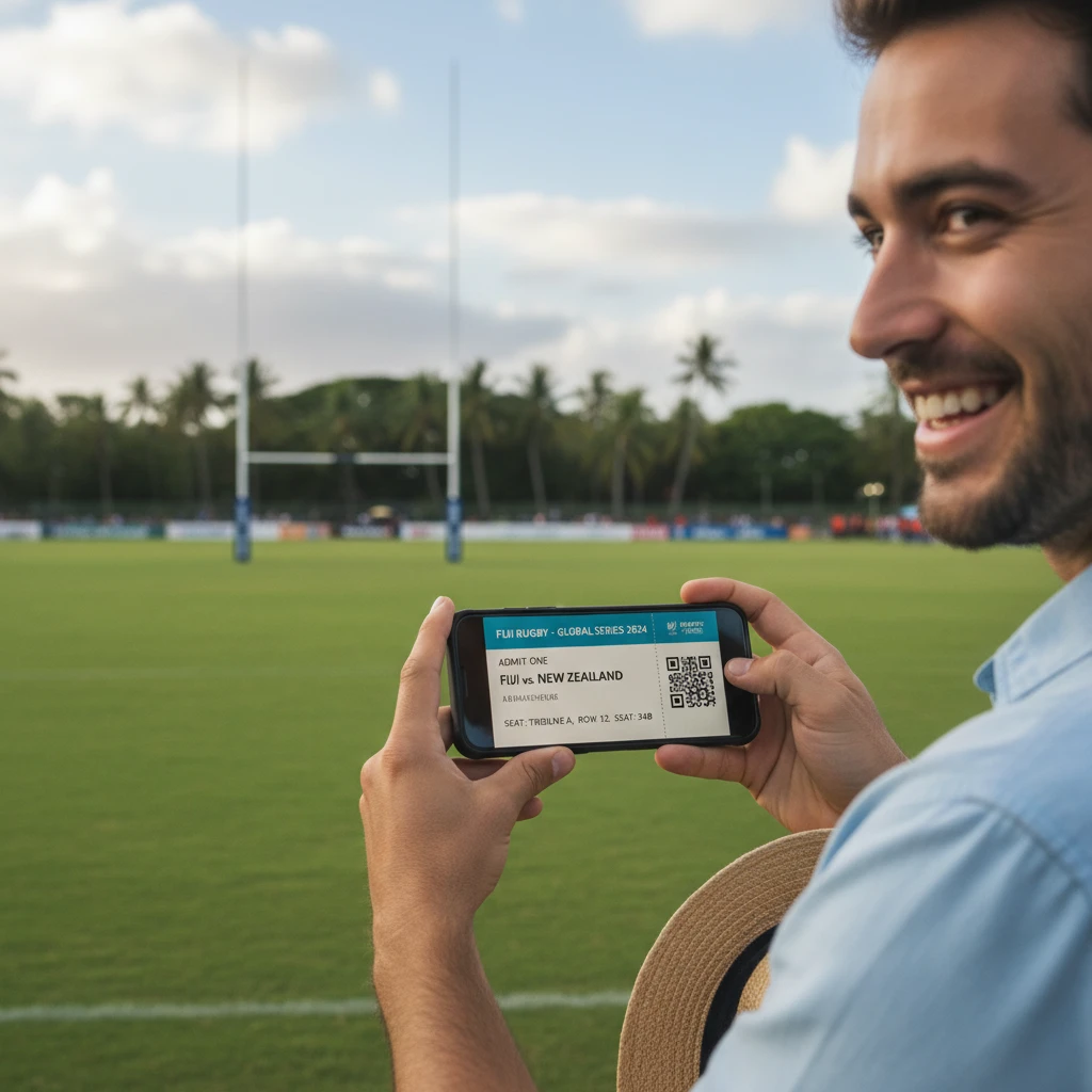 Buying Fiji rugby games tickets online via smartphone