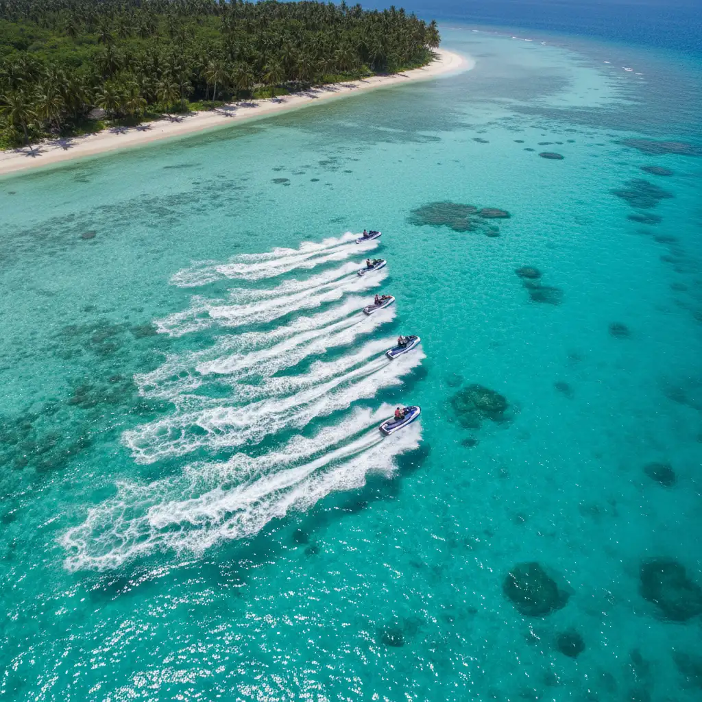 Jet ski safari group touring the Mamanuca islands near Nadi