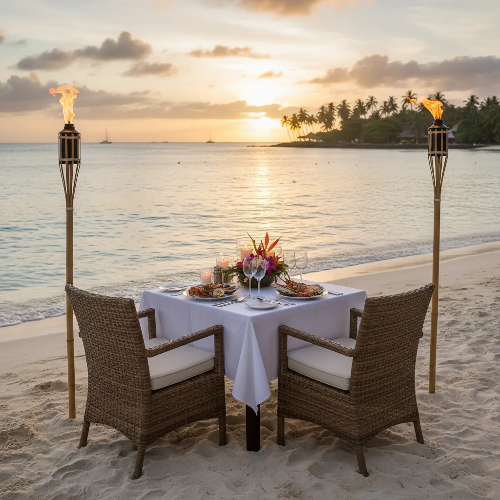 Private beach dining experience in Fiji
