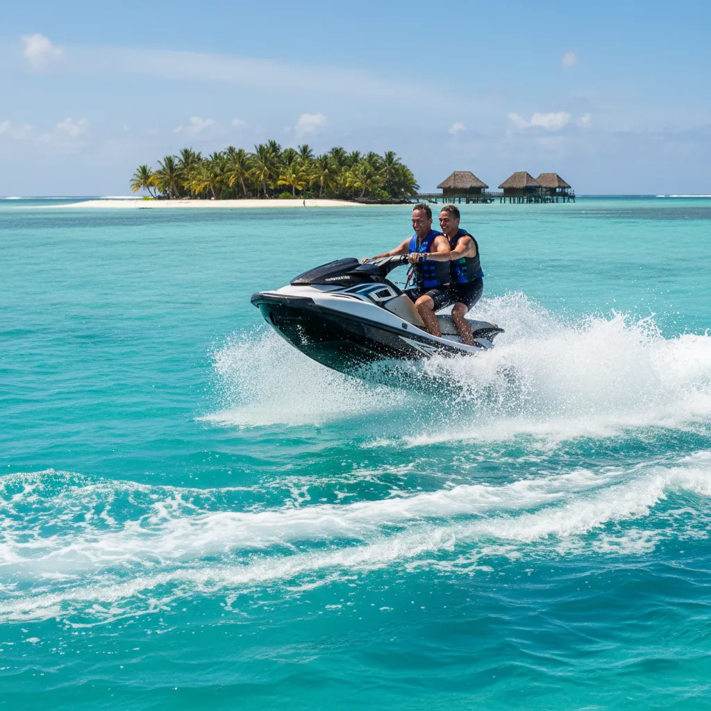 Jet ski safari heading towards Mamanuca Islands from Nadi