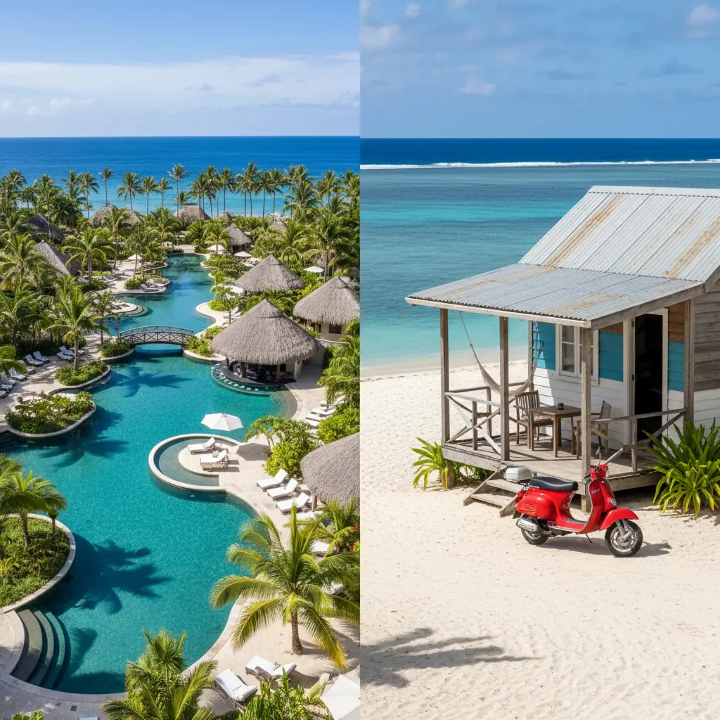 Comparison of Fiji resort scale versus Rarotonga boutique villas
