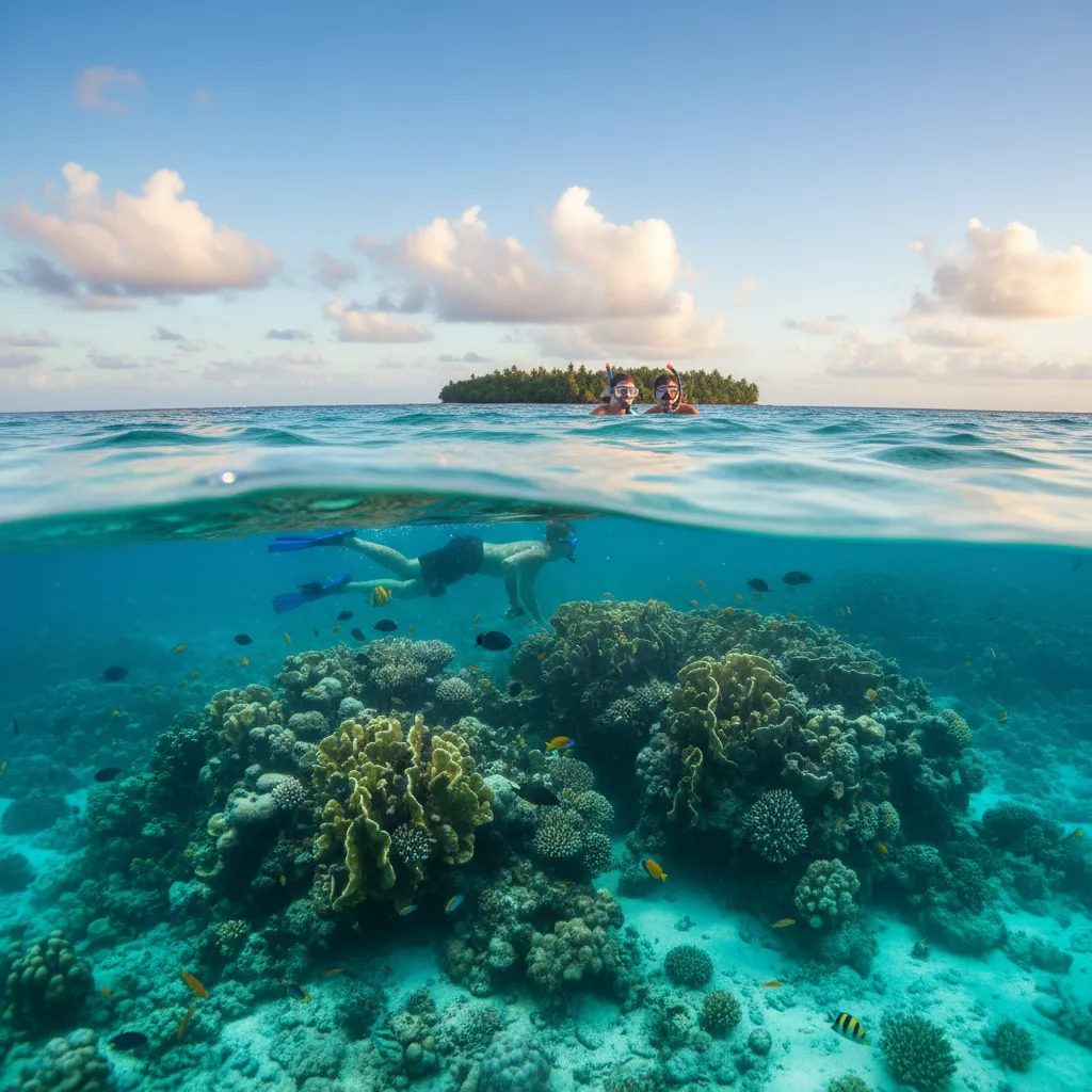 Snorkeling in the crystal clear waters of the Mamanuca Islands