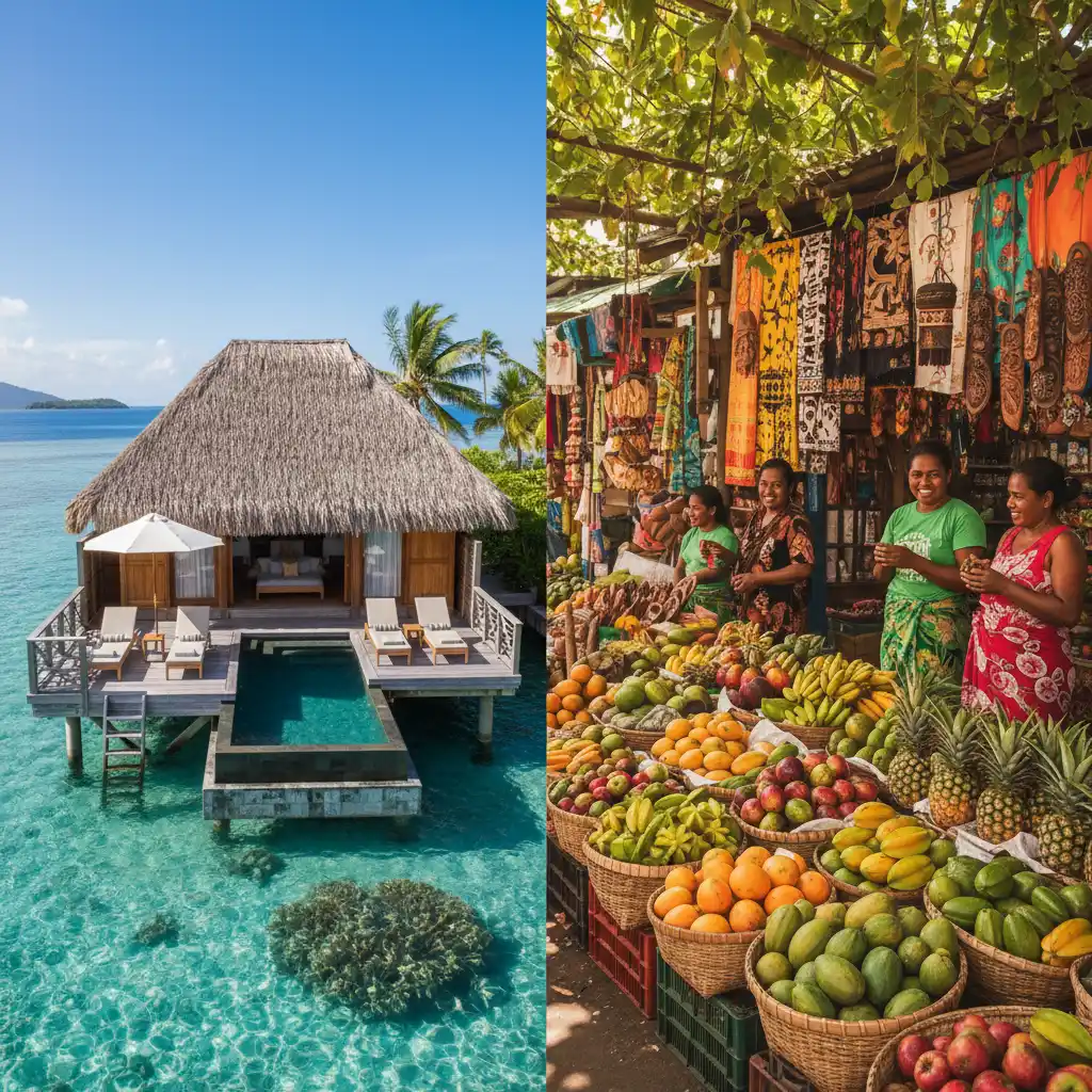Comparison of luxury and budget travel options in Fiji