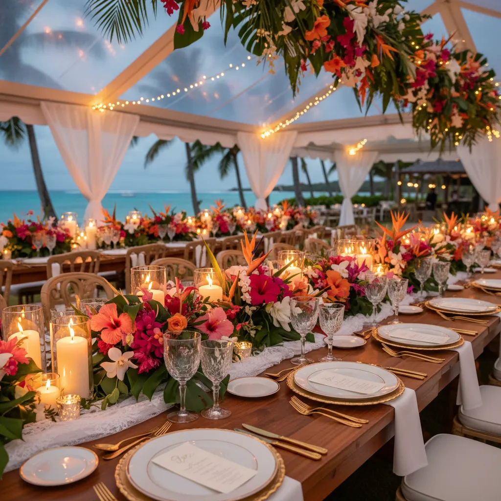 Luxury wedding reception setup by Fiji wedding planner