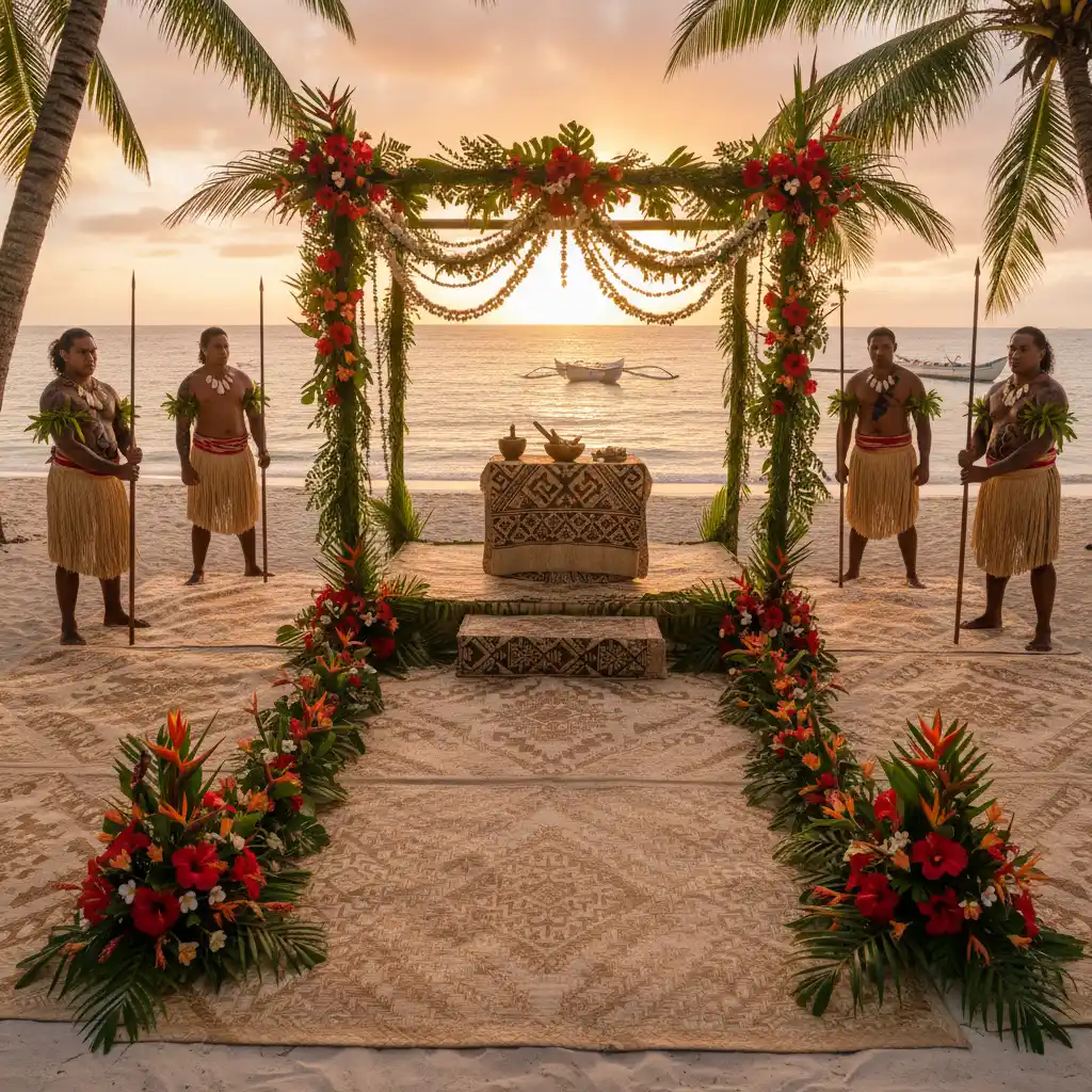 Traditional Fijian wedding culture and setup