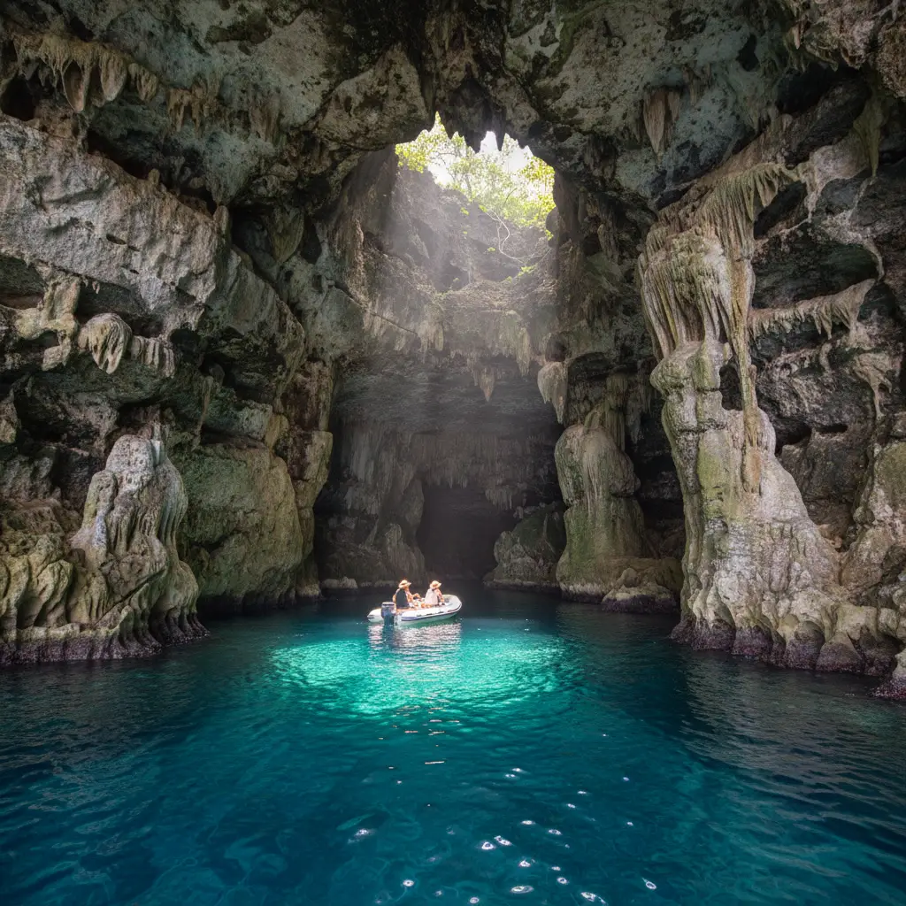 The dramatic limestone cliffs of the Sawa-i-Lau caves in the Yasawa Islands