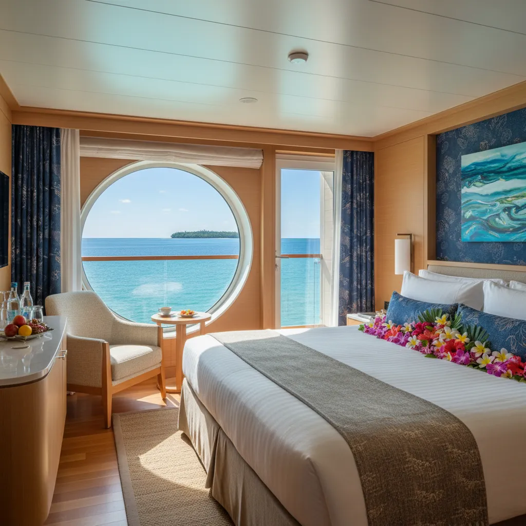 Luxury cabin interior on a Fiji cruise ship
