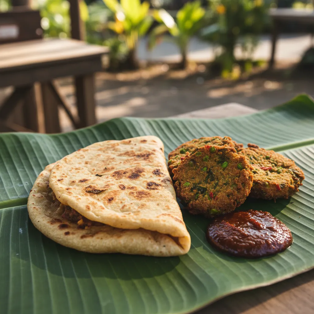 Authentic Fijian Roti parcel and Bara street food