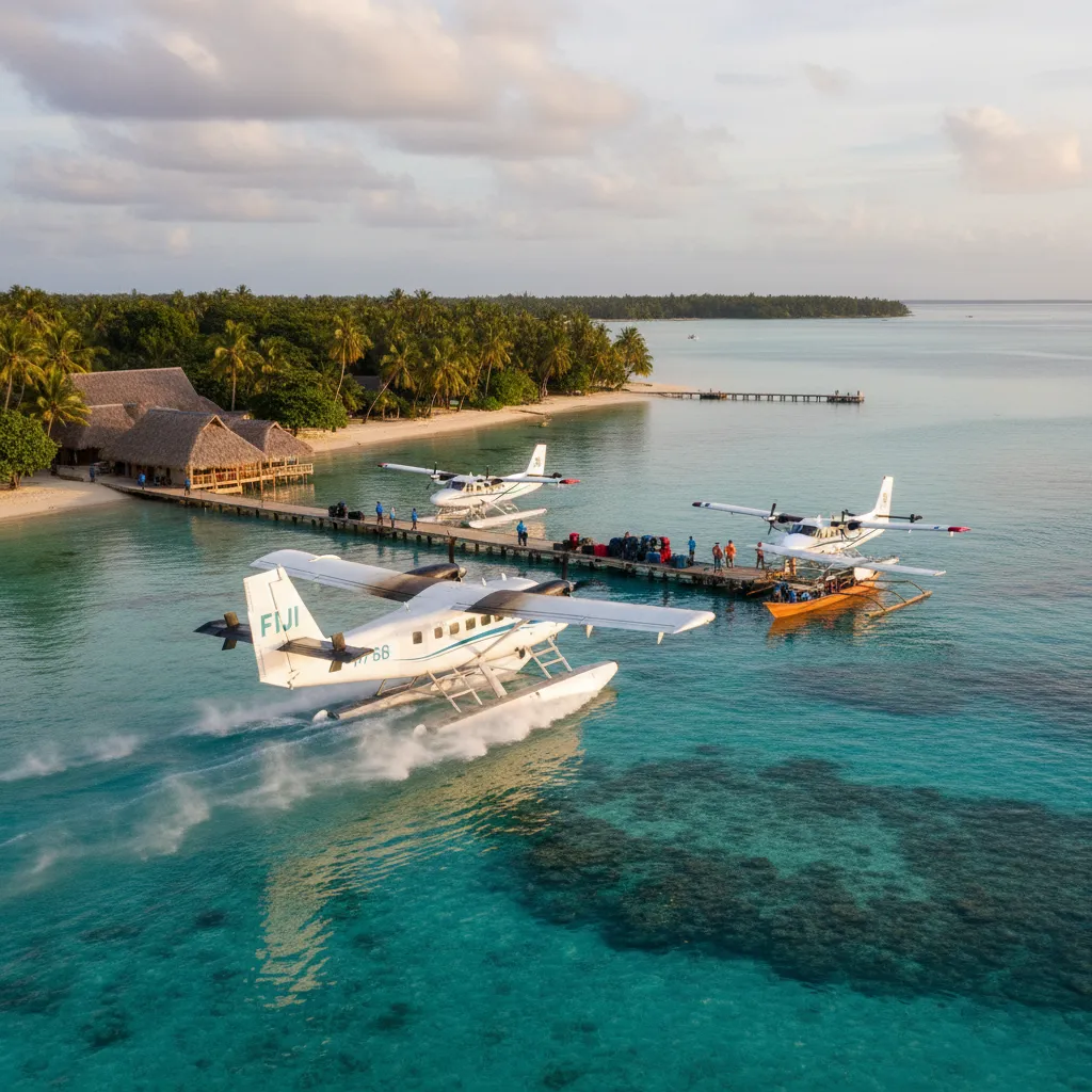 Seaplane landing in Fiji for inter-island transport