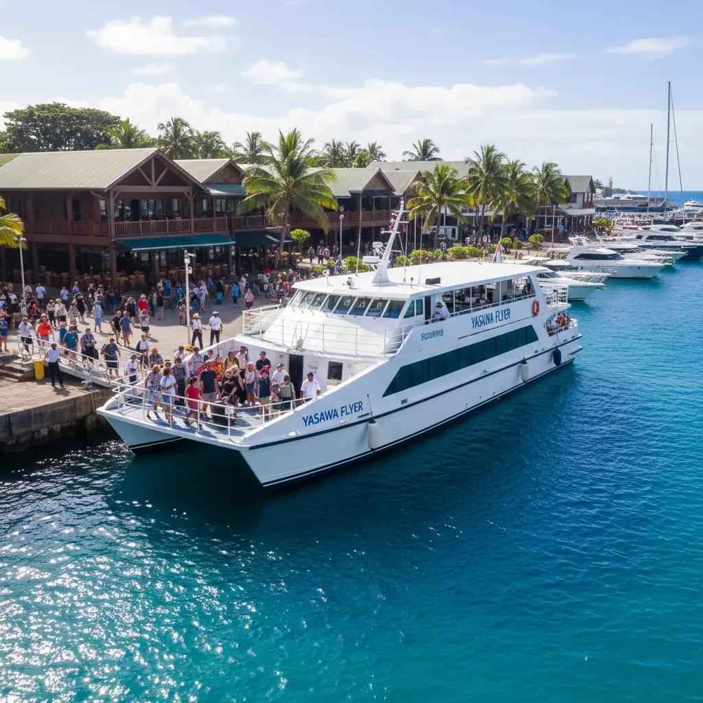 Port Denarau Marina with Yasawa Flyer Ferry