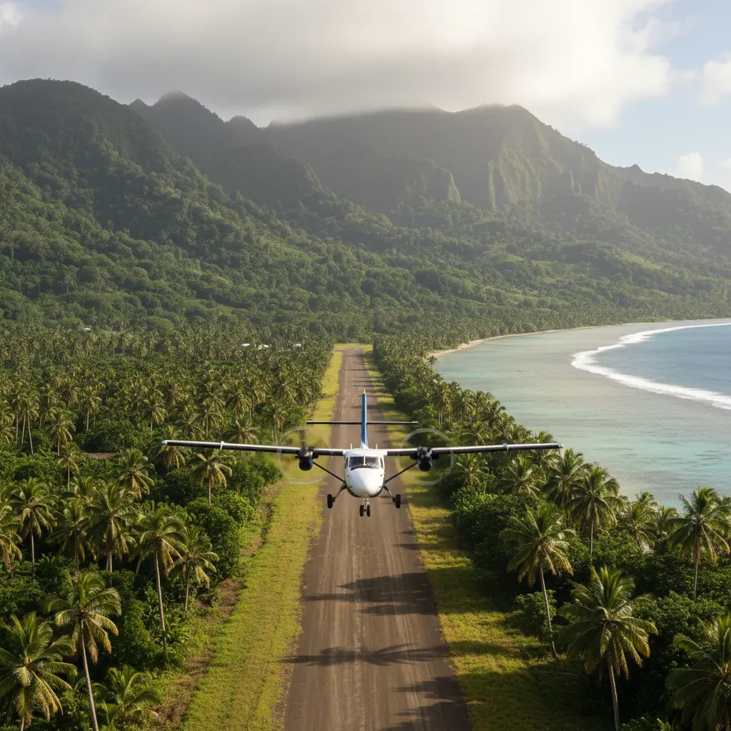 Domestic flight landing in Taveuni